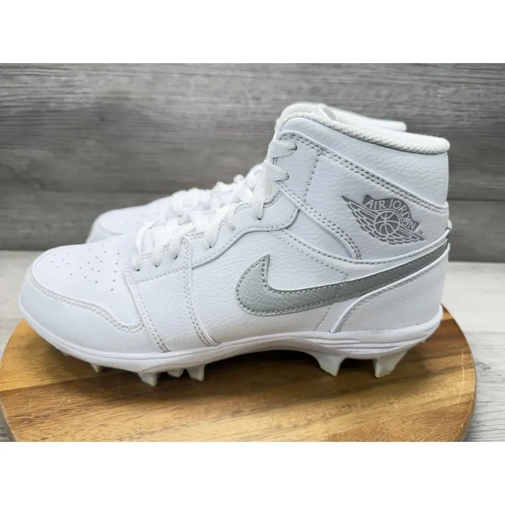 Nike Air Jordan 1 Retro Mid TD Football Cleats White Grey Fog FJ6805-101 Men 7.5